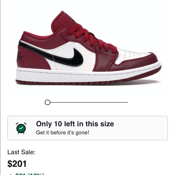 Nike Men’s Air Jordan Retro 1 Low Noble Red White Black 553558-604 Size 10 - Picture 9 of 10